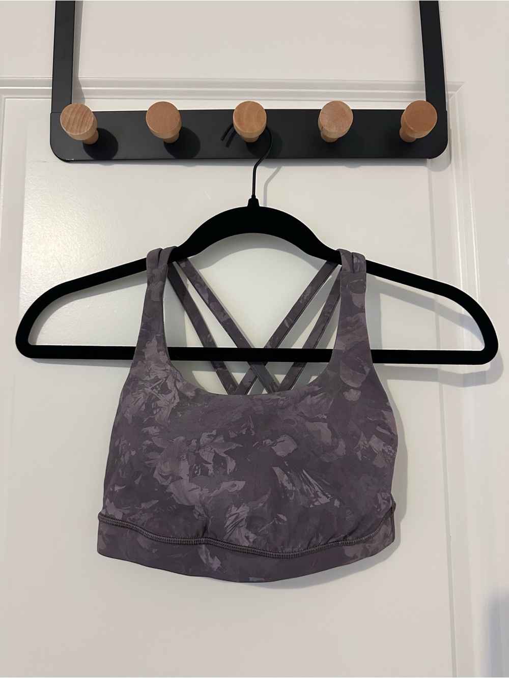 lululemon Purple Floral-Print Strappy Sports Bra